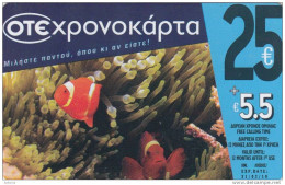 GREECE - Fish, Underwater, OTE Prepaid Card 25 Euro, Tirage 10000, 10/08, Used - Fische