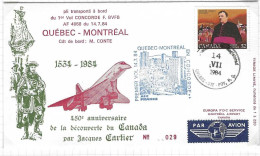 Theme J Cartier CANADA 1e Vol Concorde N° 856 Y & T - Erst- U. Sonderflugbriefe