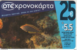 GREECE - Fish, Underwater, OTE Prepaid Card 25 Euro, Tirage 10000, 08/09, Used - Vissen