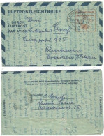 Deutschland BUND Pf.60 Taxe Percue Luftpostleichtbrief LF7 9apr1952 Bedarf Ab Munchen Nach Blumenau Brasilien S.America - Briefe U. Dokumente