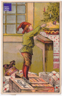 CPA Noël 1917 Christmas Postcard Suède Sweden Vintage Porridge Santa Claus Lutin Nain Tomte Gnome Max Hänel A74-76 - Santa Claus