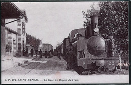 REPRODUCTION Sur Papier Photo D'une CPA - Saint-Renan - La Gare Le Départ D'un Train - Voir 2 Scans Larges Et Descriptif - Other & Unclassified