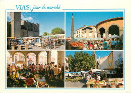 Marchés - Vias - Un Jour De Marché - Multivues - CPM - Voir Scans Recto-Verso - Marchés