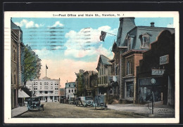 AK Newton, NJ, Post Office And Main Street  - Autres & Non Classés