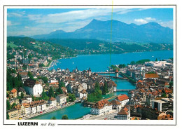 Suisse - LU Lucerne - Luzern - Luzern Mit Rigi 1800 M, Altstadt Und Reussbrùcken - Vue Générale Aérienne - CPM - Carte N - Autres & Non Classés