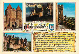 11 - Carcassonne - La Cité Médiévale - Multivues - La Légende De Dame Carcas - Blasons - CPM - Voir Scans Recto-Verso - Carcassonne