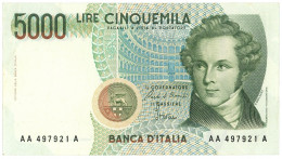 5000 LIRE VINCENZO BELLINI PRIMA SERIE TRIPLA A 31/01/1985 BB/SPL - Otros & Sin Clasificación