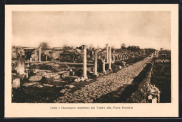 Cartolina Ostia, Decumano Massimo Dal Teatro Alla Porta Romana  - Other & Unclassified