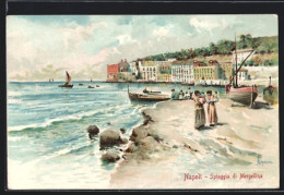 Lithographie Neapel, Sommer Am Mergellina-Strand  - Napoli (Naples)