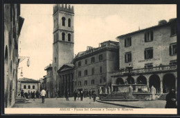 Cartolina Assisi, Piazza Del Comune E Tempio Di Minerva  - Sonstige & Ohne Zuordnung