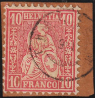 Heimat AG THALHEIM 3-I Zwergstempel Auf 10 Rp. Sitzende Helvetia Briefstück - Used Stamps