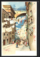 Artista-Cartolina Genova, Via Madre Di Dio, Strassenleben  - Genova (Genoa)