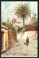 Lithographie Capri, Strada Hohenzollern E Palma Dell`Hotel Pagano  - Other & Unclassified
