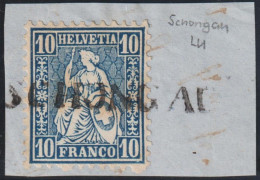 Heimat AG SCHONGAU Langstempel Auf 10 Rp. Sitzende Helvetia Briefstück - Used Stamps