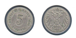 Allemagne  5 Pfennig 1899 E, Type Ll, KM# 11, Deutsches Reich, - 5 Pfennig