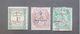 FRANCE FRANCIA MAROCCO 1911 TYPE BLANC YVERT N 26-28-13 (TAXE) - Used Stamps