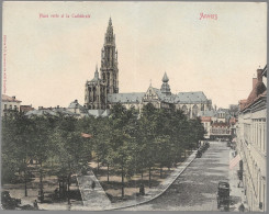 CPA CARTE POSTALE BELGIQUE ANVERS DOUBLE CARTE PLACE VERTE ET LA CATHEDRALE 1904 - Autres & Non Classés