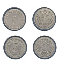 Allemagne  5 Pfennig 1899 D + 1899 E, Type Ll, KM# 11, Deutsches Reich, - 5 Pfennig