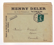 Nîmes 1913 Gard Henry Deler Chocolat Castan Café Huile Olive + Facture + Traite Chocolate Coffee Olive Oil Provence - Lettres & Documents