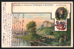 Lithographie Radolfzell, Verlassenes Dichterheim Seehalde, Uferpartie  - Radolfzell