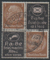 III REICH  / 1937 TAG DER BRIEFMARKE 4er BLOCK HINDENBURG MIT ÜBERDRUCK (ref 7204) - Errors & Oddities