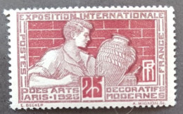 FRANCE FRANCIA 1924 EXPOSITION INTERNATIONAL DES ARTS CAT YVERT N 212 MNHL - Unused Stamps