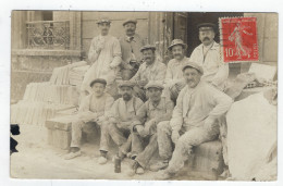 Carte Photo D'un Groupe De Maçons Ou Plâtriers - Kunsthandwerk