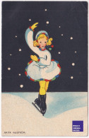 Brita Nyström - CPA 1934 Christmas Postcard Vintage Fille Art Déco Ice Skating Patinage Sur Glace Sports D'hiver A74-86 - Other & Unclassified