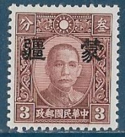 Chine Du Nord - Occupation Japonaise "Mengkiang" 1943 Martyrs Surcharge (grands Caractères) - SG7B ** Avec Gomme - 1941-45 Northern China