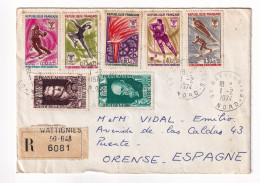 Lettre 1974 Wattignies Recommandé Orense Espagne Jeux Olympiques D'Hiver Grenoble Adré Gide Maréchal Lannes - Covers & Documents