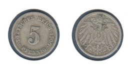 Allemagne  5 Pfennig 1900 J , Type Ll, KM# 11, Deutsches Reich, - 5 Pfennig