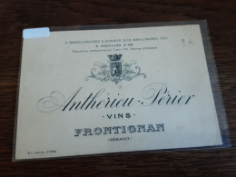 34   1 Carte 8,5 X 13,5    Anttherieu Perier Vins Frontignan - Sonstige & Ohne Zuordnung