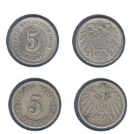 Allemagne  5 Pfennig 1899 J + 1900 J , Type Ll, KM# 11, Deutsches Reich, - 5 Pfennig