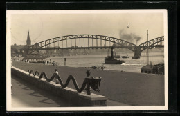 AK Düsseldorf, Rheinschlange, Brücke über Den Rhein  - Duesseldorf