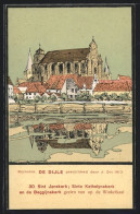 Künstler-AK A. Ost: Mechelen, De Dijle, Sitn Janskerk Sinte Kathelynekerk En De Beggijnekerk  - Malines