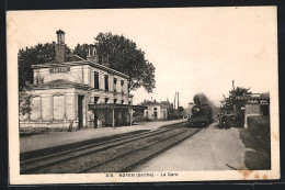 CPA Noyen, La Gare, La Gare Avec Ankommendem Zug  - Autres & Non Classés