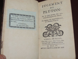 [SATIRE] - FONTENELLE - Jugement De Pluton - 1704 - 1701-1800