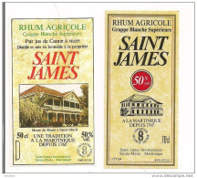 2 Etiquettes  Rhum  Agricole Grappe Blanche Supérieure 50 Et 70cl  - 50% - SAINT JAMES  -  Ste Marie -  MARTINIQUE - - Rum