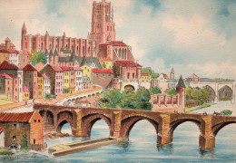 81-Albi-Le Pont Vieux Et La Cathédrale - éditeur : M. Barré & J. Dayez - Illustrateur : Barday - 1946-1949 - Albi