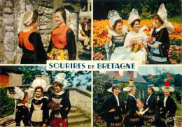 France Bretagne Ethnic Types And Scenes Women In Traditional Costumes Multi View - Personnages
