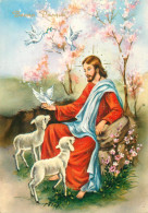 Easter Greetings Buona Pasqua Jesus With Lambs And Doves - Ostern