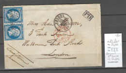 France - Yvert 14 - Paire - Vesoul - Haute Saone Pour Londres - 1860 - 1849-1876: Période Classique