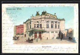 Lithographie Wien, Raimund-Theater Mit Pferdekutsche  - Andere & Zonder Classificatie