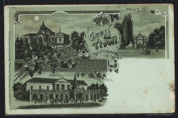 Mondschein-Lithographie Wien-Schönbrunn, Cafe-Salon Tivoli, Eingang, Pavillon  - Andere & Zonder Classificatie