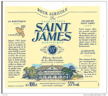 Etiquette  RHUM Agricole  SAINT JAMES - MARTINIQUE  -  Appellation D'origine  -  55° 100cl - - Rum
