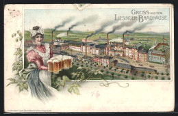 Lithographie Wien, Liesinger Brauhaus Aus Der Vogelschau  - Andere & Zonder Classificatie