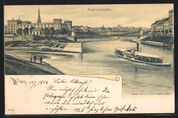 Lithographie Wien, Aspernbrücke Mit Dampfer  - Sonstige & Ohne Zuordnung