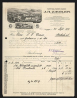 Rechnung Achern 1919, J. H. Ziegler Watte & Kapok-Fabrik, Werkansicht Und Auszeichnungen  - Autres & Non Classés