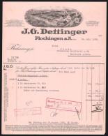 Rechnung Plochingen A. N. 1935, J. G. Dettinger, Werkansicht  - Other & Unclassified