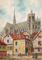 80-Amiens-La Place Des Huches Et La Cathédrale - éditeur : M. Barré & J. Dayez - Illustrateur : Barday - 1946-1951 - Amiens